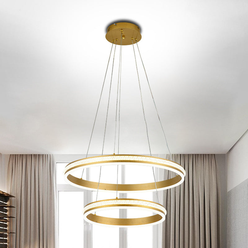 Gianfar - 16 + 24 2 - Tiered Gold Led Chandelier With Diamond Stripes Shade