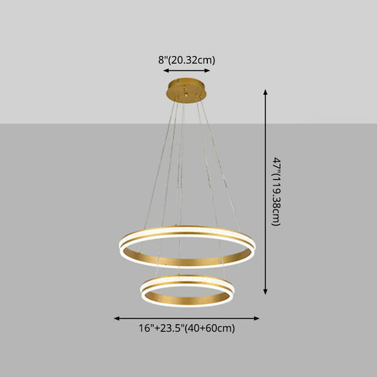 Gianfar - 16 + 24 2 - Tiered Gold Led Chandelier With Diamond Stripes Shade