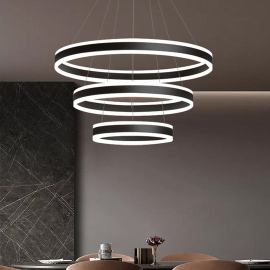 Francesca - Modern 23.6 + 31.5 + 39.3 Diameter 3 - Tiered Led Chandelier Aluminum Ring - Shaped