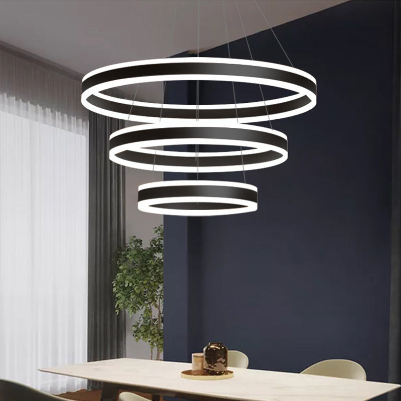 Francesca - Modern 23.6 + 31.5 + 39.3 Diameter 3 - Tiered Led Chandelier Aluminum Ring - Shaped