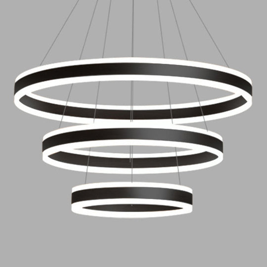 Francesca - Modern 23.6 + 31.5 + 39.3 Diameter 3 - Tiered Led Chandelier Aluminum Ring - Shaped