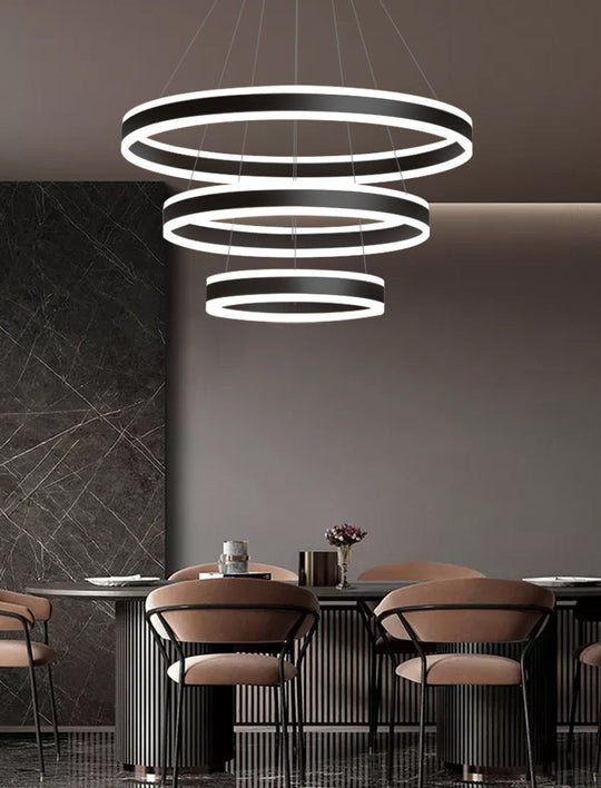 Francesca - Modern 23.6 + 31.5 + 39.3 Diameter 3 - Tiered Led Chandelier Aluminum Ring - Shaped