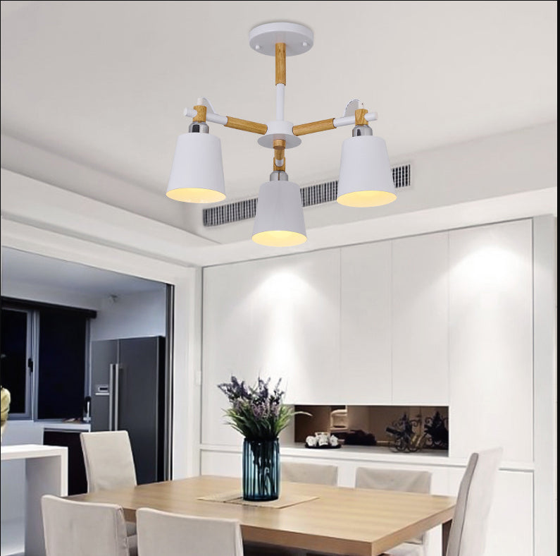 Cã©Lia - Modern Dining Room Pendant Lamp Wooden Minimalism Hanging Light With Downward Metal