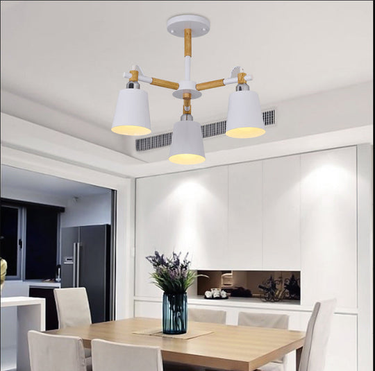 Cã©Lia - Modern Dining Room Pendant Lamp Wooden Minimalism Hanging Light With Downward Metal