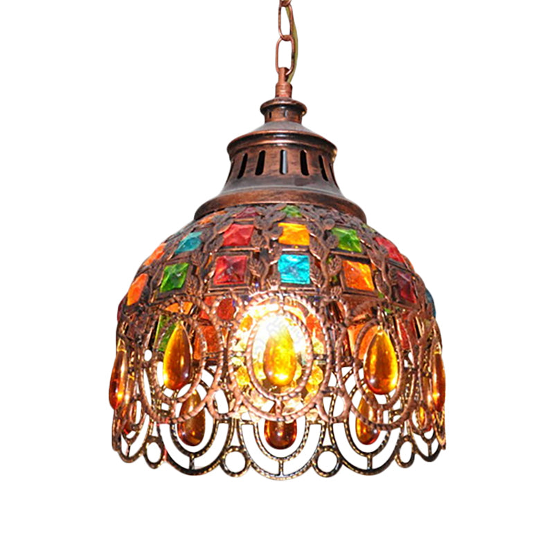 Charlotte - Bohemia Style Iron Domed Suspension Lamp With Crystal Accent