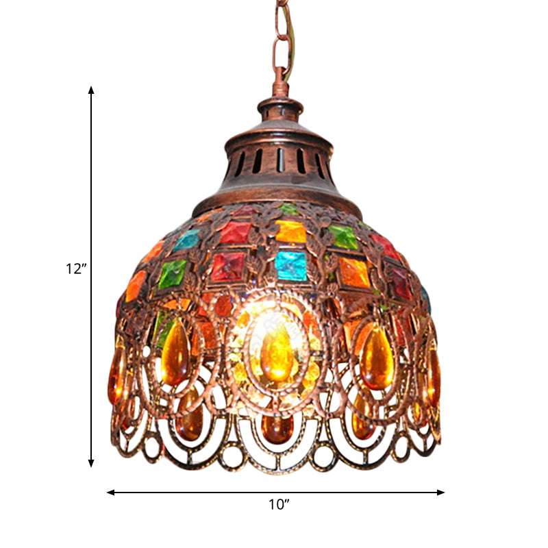Charlotte - Bohemia Style Iron Domed Suspension Lamp With Crystal Accent