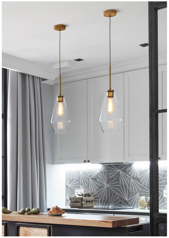 Cup - Shape Minimalist Pendant Lighting Fixture With Glass Shade