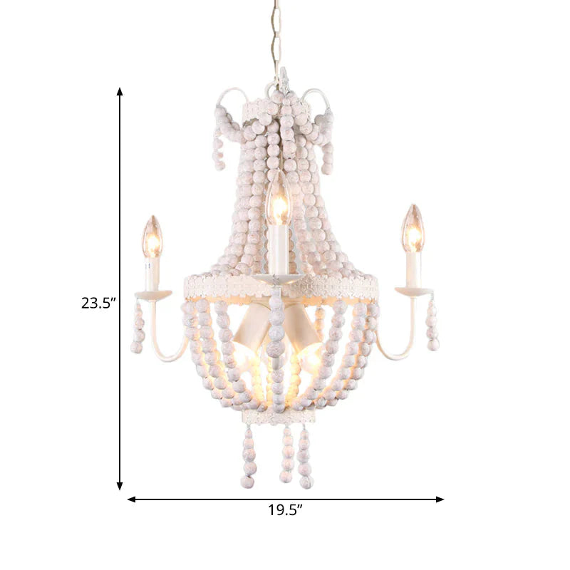 White 6/9 - Head Chandelier Light Transitional Wooden Beaded Basket Hanging Ceiling Pendant