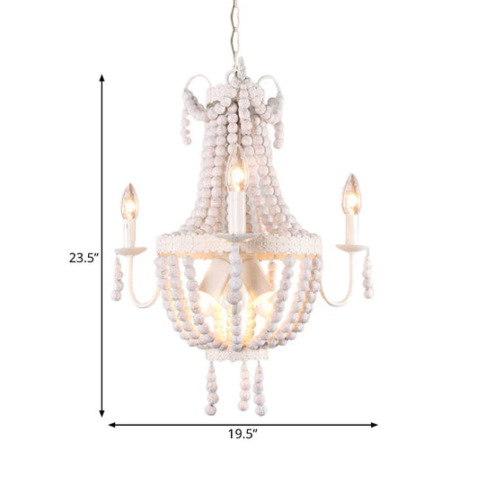 White 6/9 - Head Chandelier Light Transitional Wooden Beaded Basket Hanging Ceiling Pendant