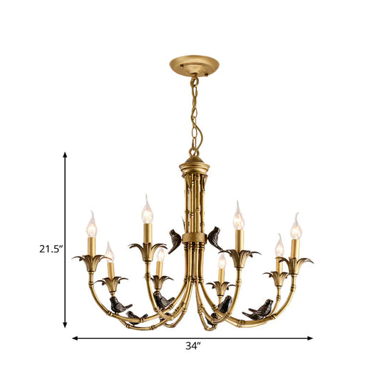 3/6/8 Lights Candelabra Ceiling Chandelier Rustic Brass Metal Pendant Lighting For Living Room