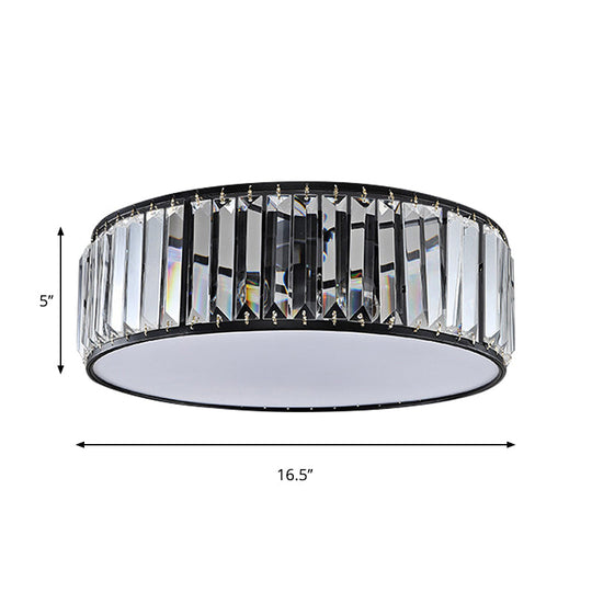 Simple Crystal - Shaded Drum Flush Mount Lamp - Black/Bronze 3/4/5 - Light Fixture For Bedrooms