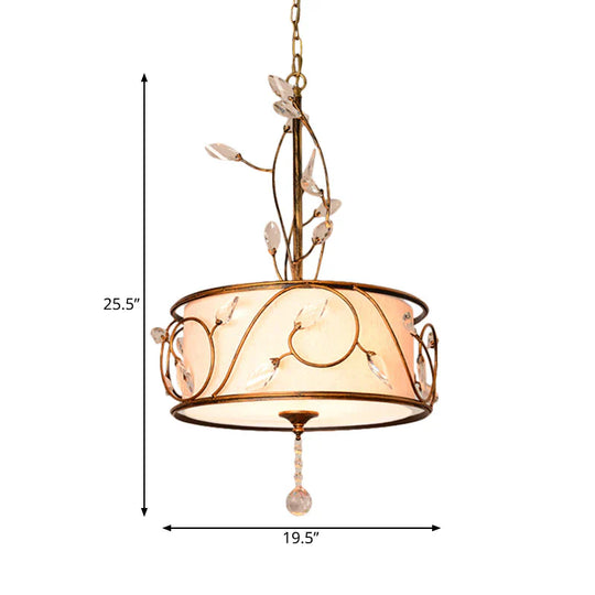 Iron Gold Ceiling Chandelier 16’/19.5’ Dia 3 - Light Round Antique Suspension Pendant With