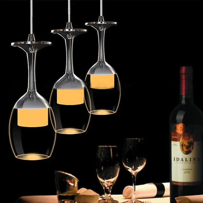 Fashion Red Wine Glasses Creative Led Simple Modern Dining Chandelier 3 Acrylic Room Fishing Line