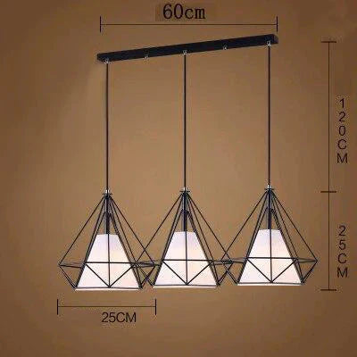 Modern Cage Pendant Light Iron Minimalist Retro Scandinavian Loft Pyramid Lamp Metal Hanging Lamp