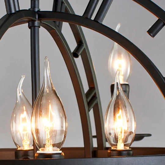 Wrought Iron Orbit Chandelier Light Fixture Industrial Style 8 Bulbs Antique Bronze Suspension Lamp