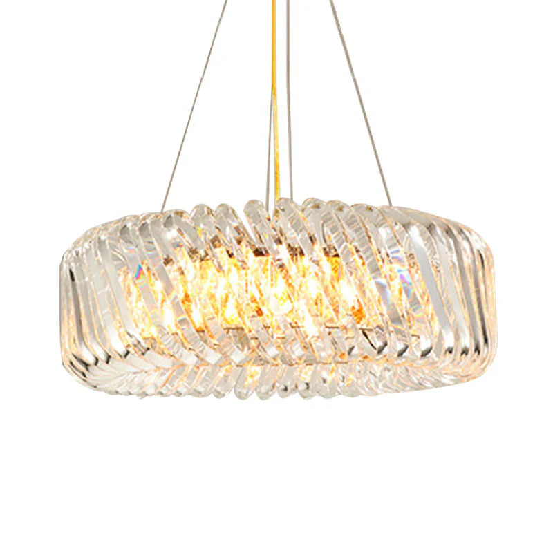 Clear Crystal Round Chandelier Light Fixture 4/9 Lights Down Lighting For Living Room