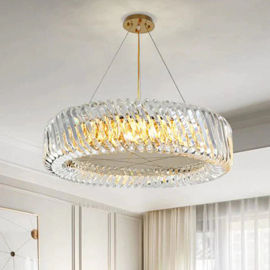 Clear Crystal Round Chandelier Light Fixture 4/9 Lights Down Lighting For Living Room 9 /
