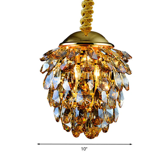 Pinecone Crystal Ceiling Pendant Light Modern Style 2 Lights Black/Gold Chandelier