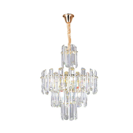 3 Tiers Beveled Crystal Chandelier Light Fixture Contemporary 8/12 Lights Clear Pendant Ceiling