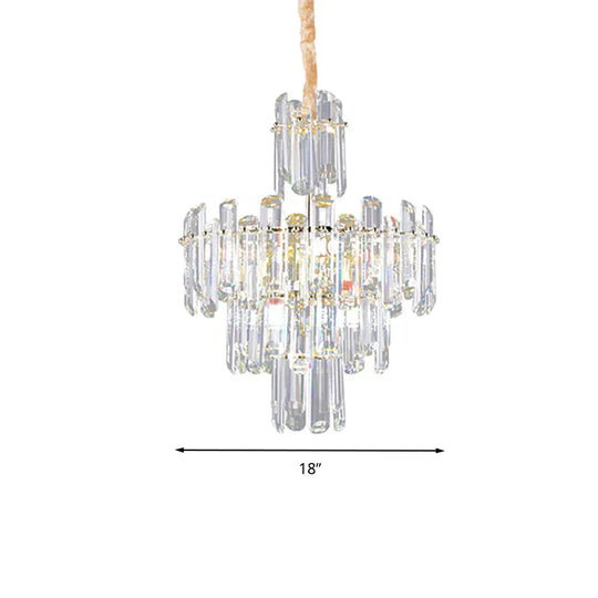 3 Tiers Beveled Crystal Chandelier Light Fixture Contemporary 8/12 Lights Clear Pendant Ceiling