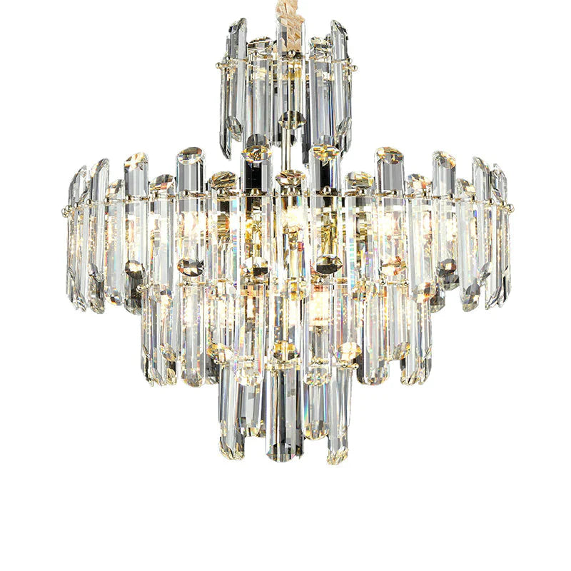 3 Tiers Beveled Crystal Chandelier Light Fixture Contemporary 8/12 Lights Clear Pendant Ceiling