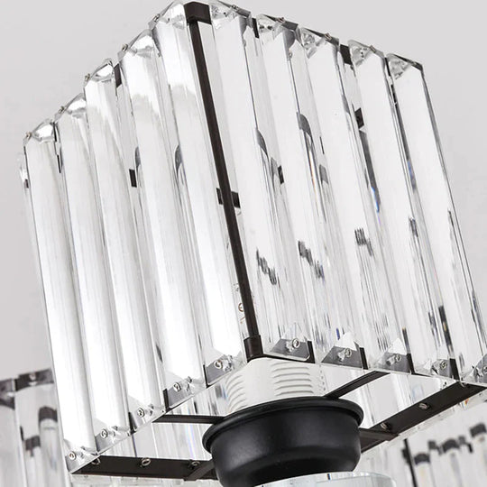 Rectangle - Cut Crystal Sputnik Chandelier Modernism 3/6/8 Lights Black Ceiling Light Fixture