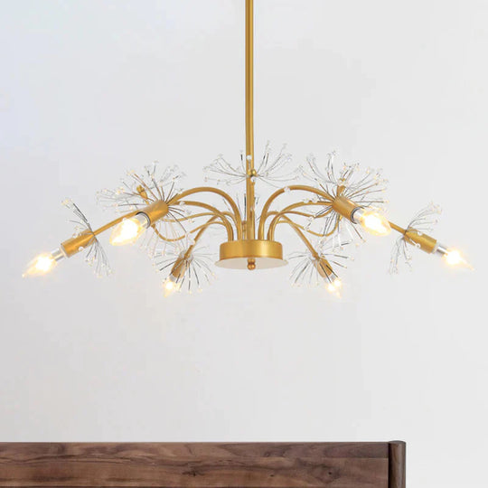 Gold Blossom Hanging Light Kit Postmodern 7 Heads Crystal Chandelier Pendant