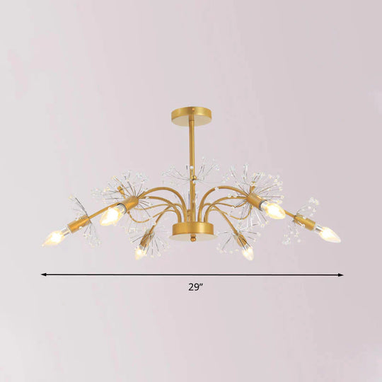 Gold Blossom Hanging Light Kit Postmodern 7 Heads Crystal Chandelier Pendant