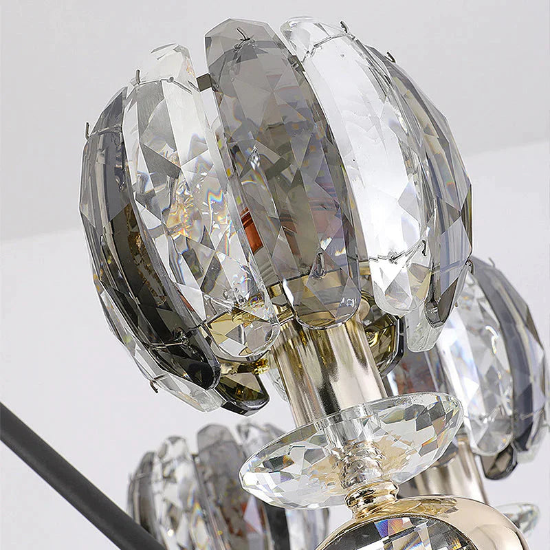 Black Global Chandelier Pendant Light Traditionalism 6/8 Heads Led Crystal Hanging Lamp For Living