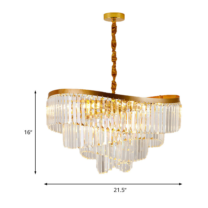 Modern Gold 10 - Head Tiered Led Crystal Pendant Chandelier Light For Living Room Lighting