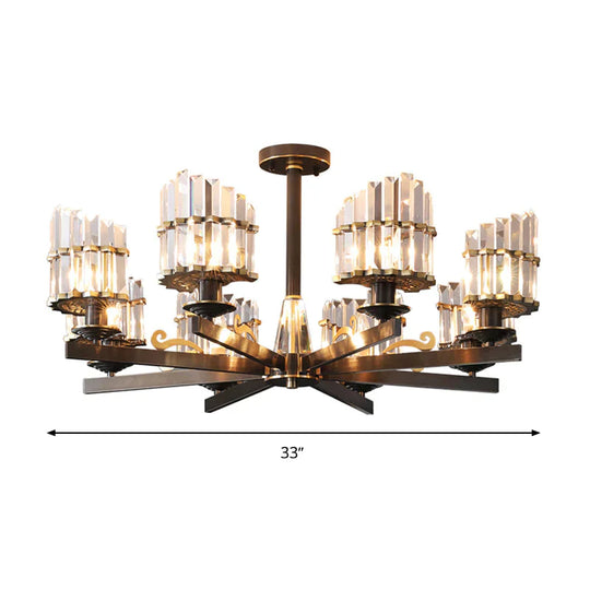 Modernism Sputnik Hanging Light 3/6/8 Heads Three Sided Crystal Rod Ceiling Chandelier In