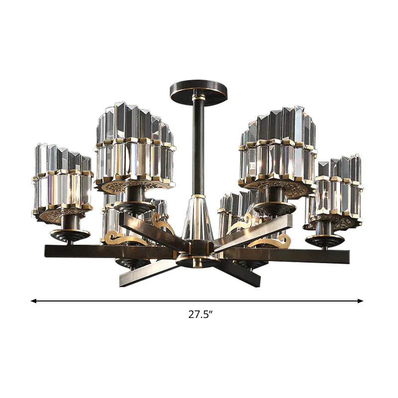 Modernism Sputnik Hanging Light 3/6/8 Heads Three Sided Crystal Rod Ceiling Chandelier In