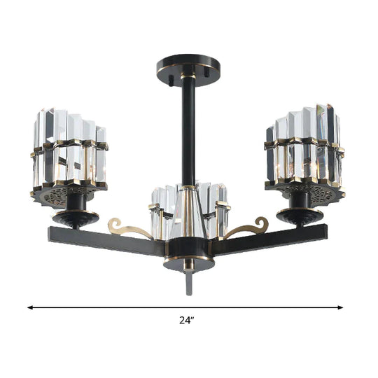 Modernism Sputnik Hanging Light 3/6/8 Heads Three Sided Crystal Rod Ceiling Chandelier In