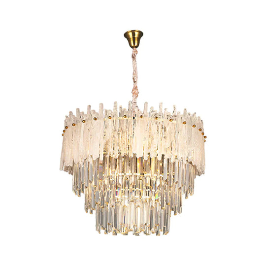 Clear Tri - Sided Crystal Rod Tiered Drop Lamp Modernism 11/23 Lights Living Room Pendant Chandelier