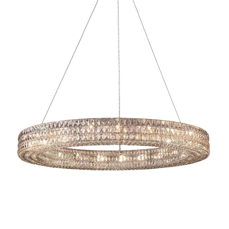 Ring Clear K9 Crystal Ceiling Pendant Light Simple 8/9 Heads Living Room Chandelier