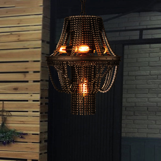 4 - Light Industrial Iron Black Chandelier Pendant Light Lighting