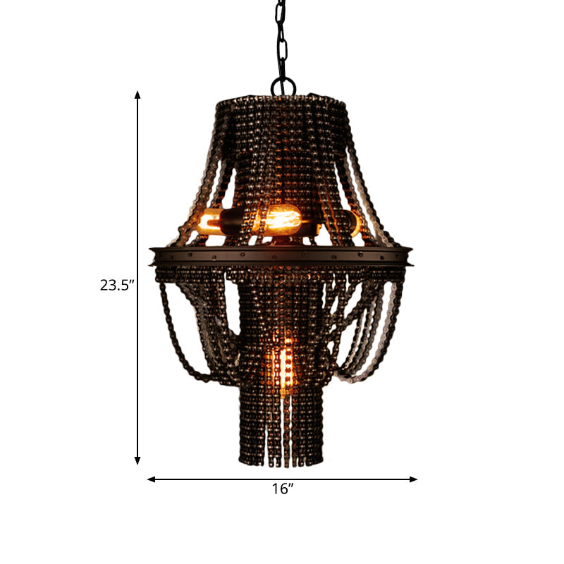 4 - Light Industrial Iron Black Chandelier Pendant Light Lighting