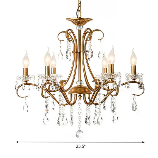 Droplet Chandelier Lighting Traditional Cut Crystal 3/6 Heads 17’/25.5’ Wide Brass Suspension