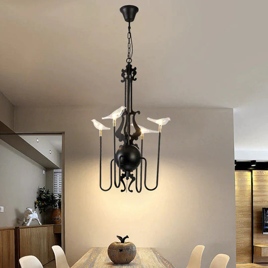 4/8/12 - Light Iron Chandelier Light Antique Black/White Swooping Armed Ceiling Fixture With Clear