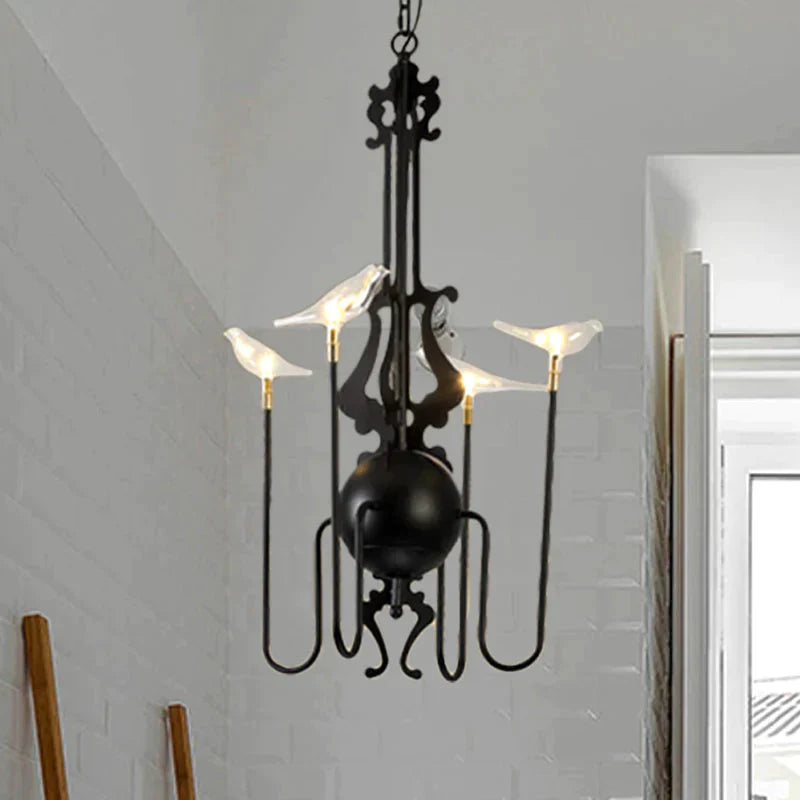 4/8/12 - Light Iron Chandelier Light Antique Black/White Swooping Armed Ceiling Fixture With Clear