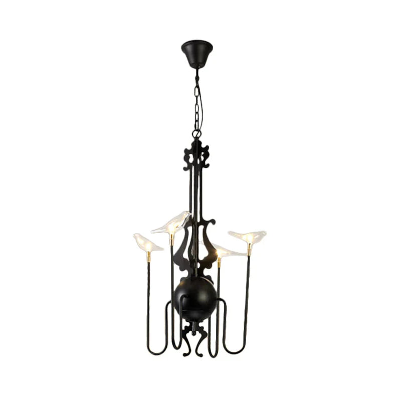 4/8/12 - Light Iron Chandelier Light Antique Black/White Swooping Armed Ceiling Fixture With Clear