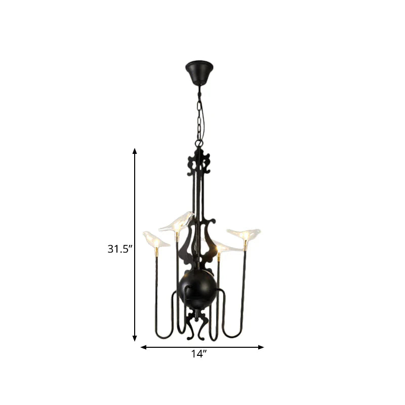 4/8/12 - Light Iron Chandelier Light Antique Black/White Swooping Armed Ceiling Fixture With Clear