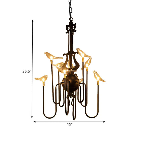 4/8/12 - Light Iron Chandelier Light Antique Black/White Swooping Armed Ceiling Fixture With Clear