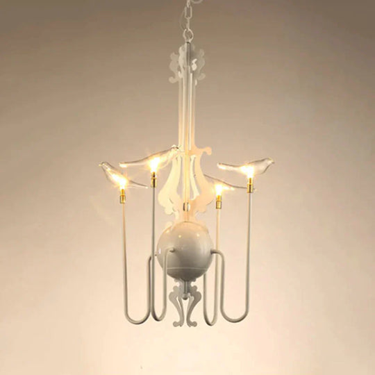 4/8/12 - Light Iron Chandelier Light Antique Black/White Swooping Armed Ceiling Fixture With Clear