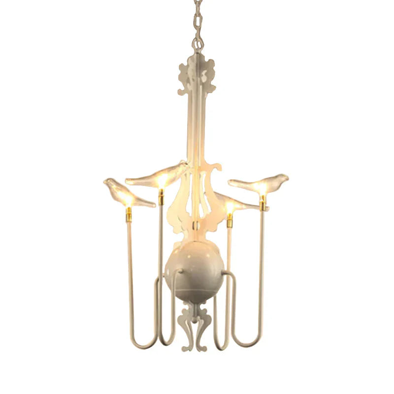 4/8/12 - Light Iron Chandelier Light Antique Black/White Swooping Armed Ceiling Fixture With Clear