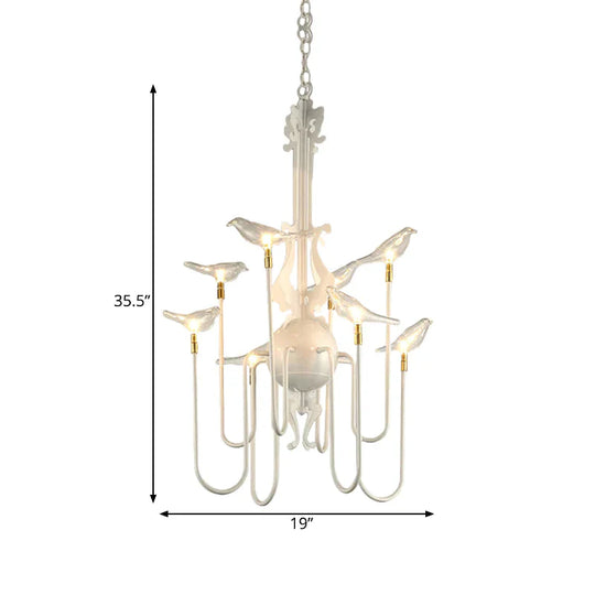 4/8/12 - Light Iron Chandelier Light Antique Black/White Swooping Armed Ceiling Fixture With Clear