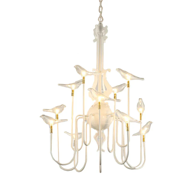 4/8/12 - Light Iron Chandelier Light Antique Black/White Swooping Armed Ceiling Fixture With Clear