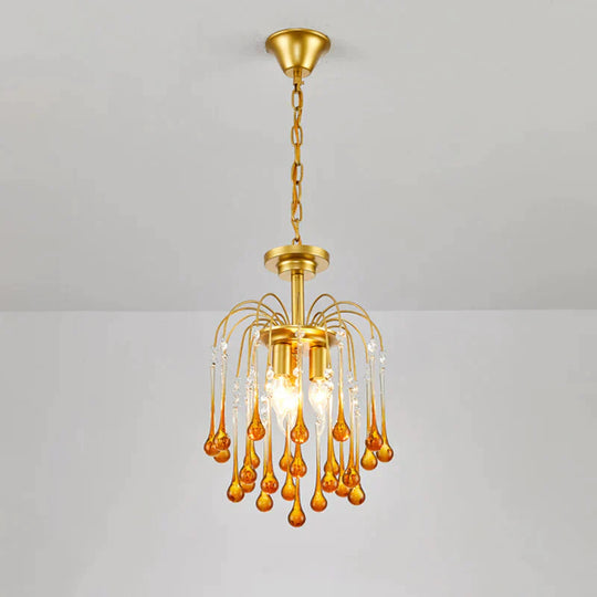 Clear/Deep Tan Crystal Sputnik Pendant Chandelier Traditionary 3/5/6 Bulbs Ceiling Hanging Light In