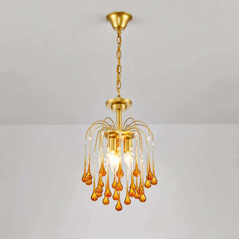 Clear/Deep Tan Crystal Sputnik Pendant Chandelier Traditionary 3/5/6 Bulbs Ceiling Hanging Light In