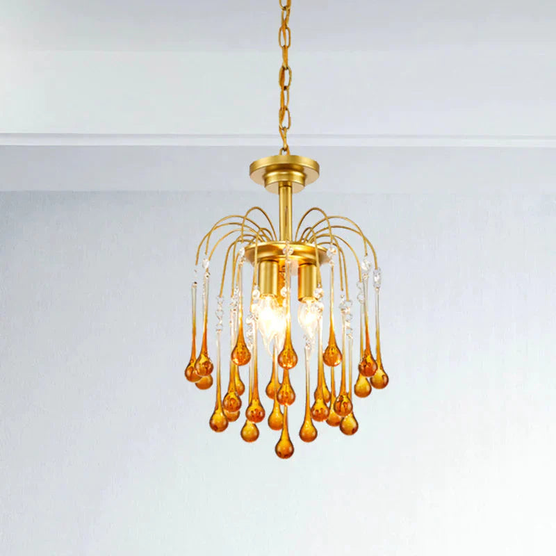 Clear/Deep Tan Crystal Sputnik Pendant Chandelier Traditionary 3/5/6 Bulbs Ceiling Hanging Light In